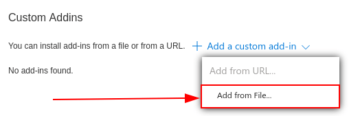 Compléments personnalisés dans Outlook